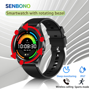 SENBONO D26A Unisex Smartwatch Rotating Bezel AI Voice Assistant